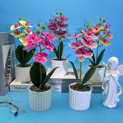 Yuhua Stone Phalaenopsis Bonsai for Indoor Decoration Artificial Flower Potted Plant Arrangement and Simulated Green Plants