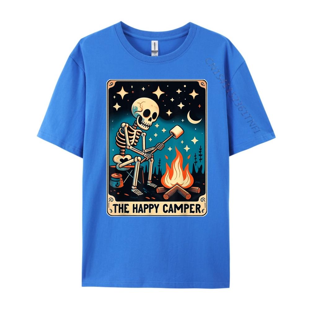 Happy Camper Tarot Card Skeleton Camper Funny Camping Fall Clothes Aesthetic Mens TShirts Cinco de Mayo