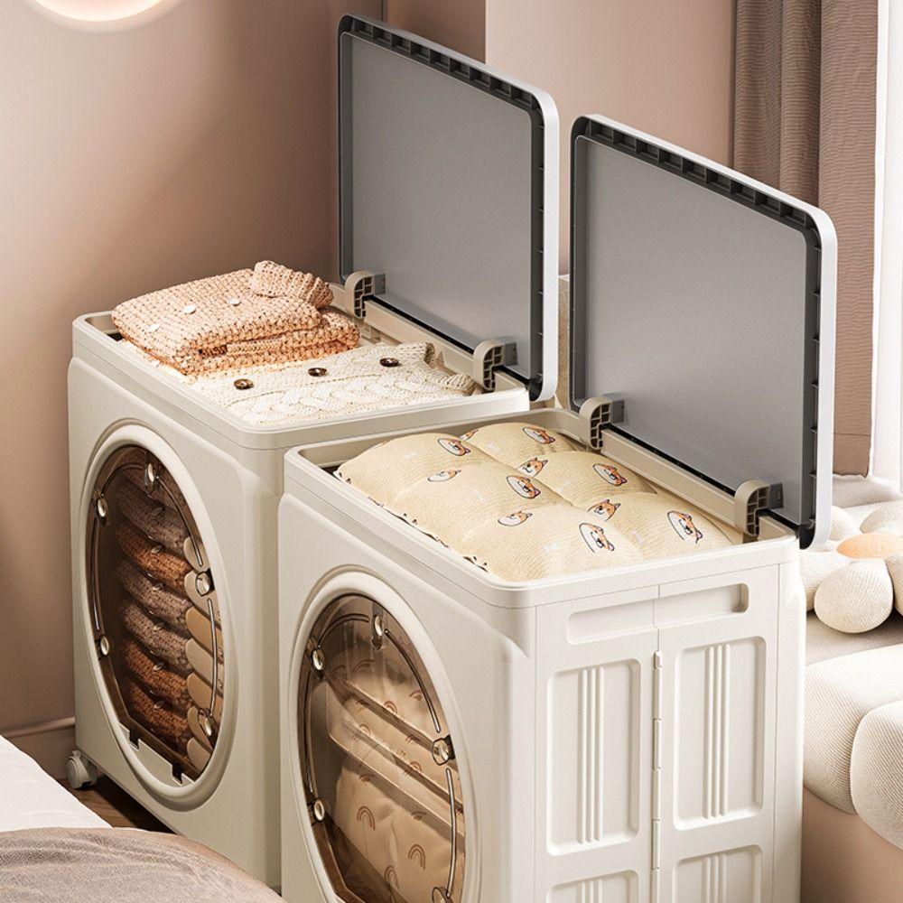 With Pulleys Foldable Storage Box Dustproof Toys Storage Basket Durable Storage Cabinet