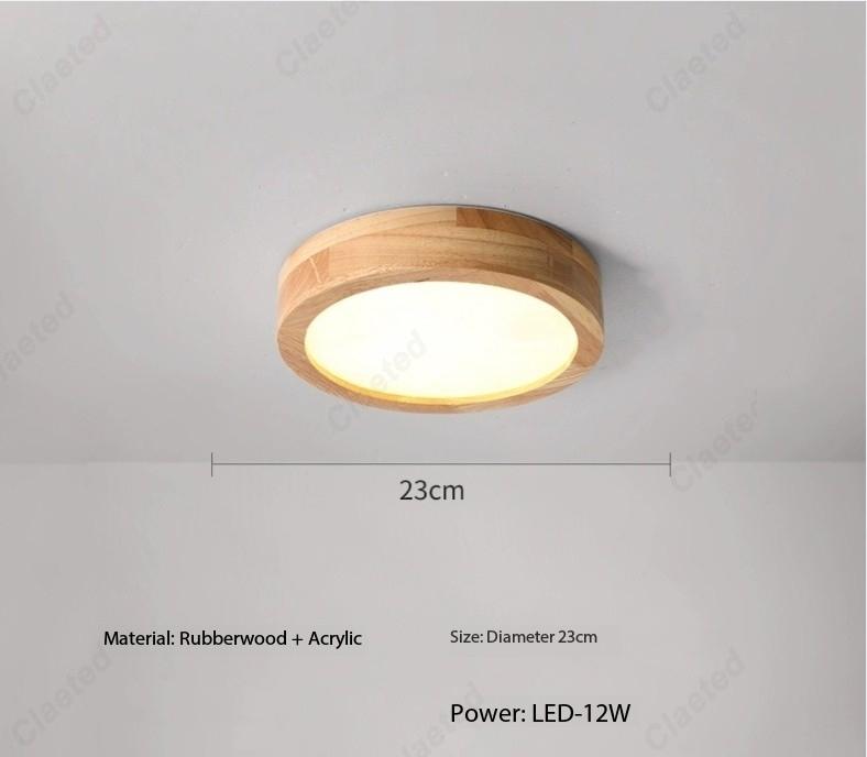 

European-style Simple LED Solid Wood Round Ceiling Lamp Living Room Dining Room Corridor Porch Study Bedroom Lighting Lamps warm light