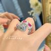 Elegante Conjunto de Joyería para Mujer con Pulsera de Serpiente de Granate Rojo y Anillo de Diamante Elegante Diseño de Serpiente Primaveral