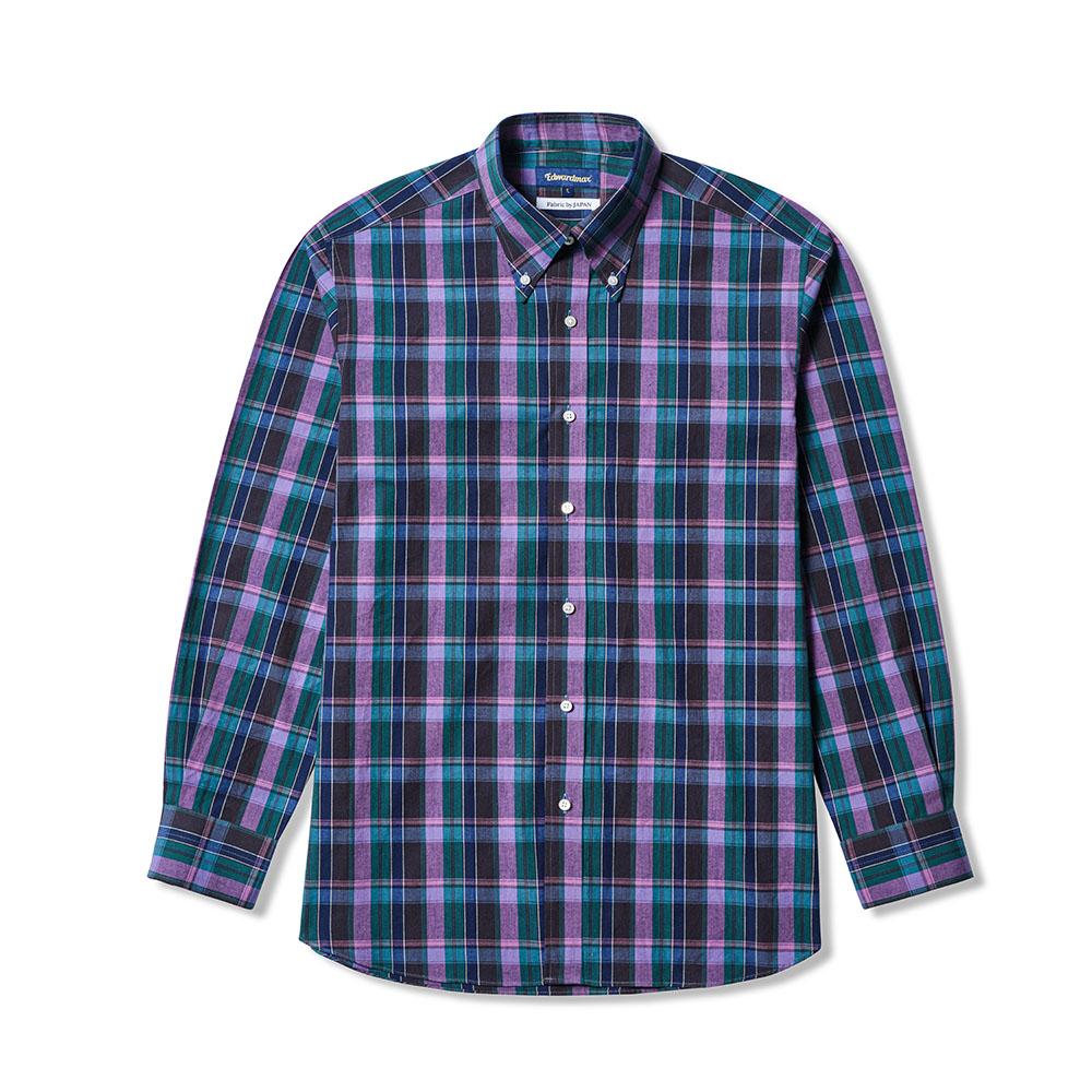 Edward Max Japan Ichiman Madras Check Purple Shirt M