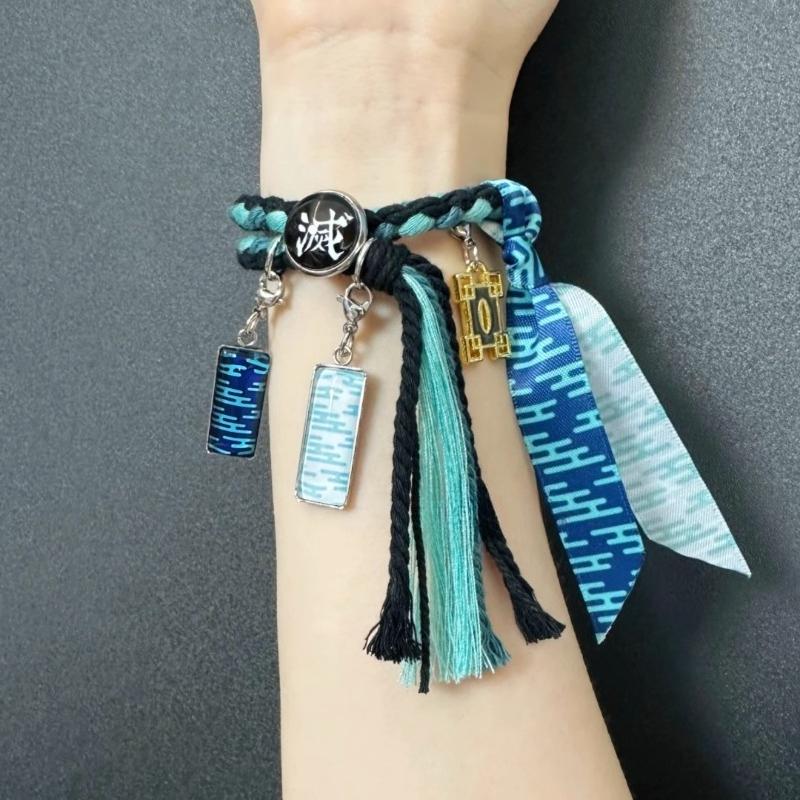 Demon Slayer Tokitou Muichirou Anime Zubehör Kreativer Kasumi Säule Ton-in-Ton Dekoratives Gewebtes Armband Hochwertige Geschenke