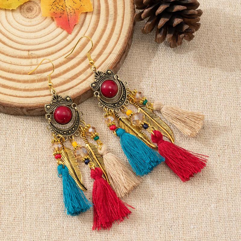 Bohemian Tribal Ethnic Style Long Fringed Earrings Cross-border Earrings Vacation Travel Jewelry Wholesale