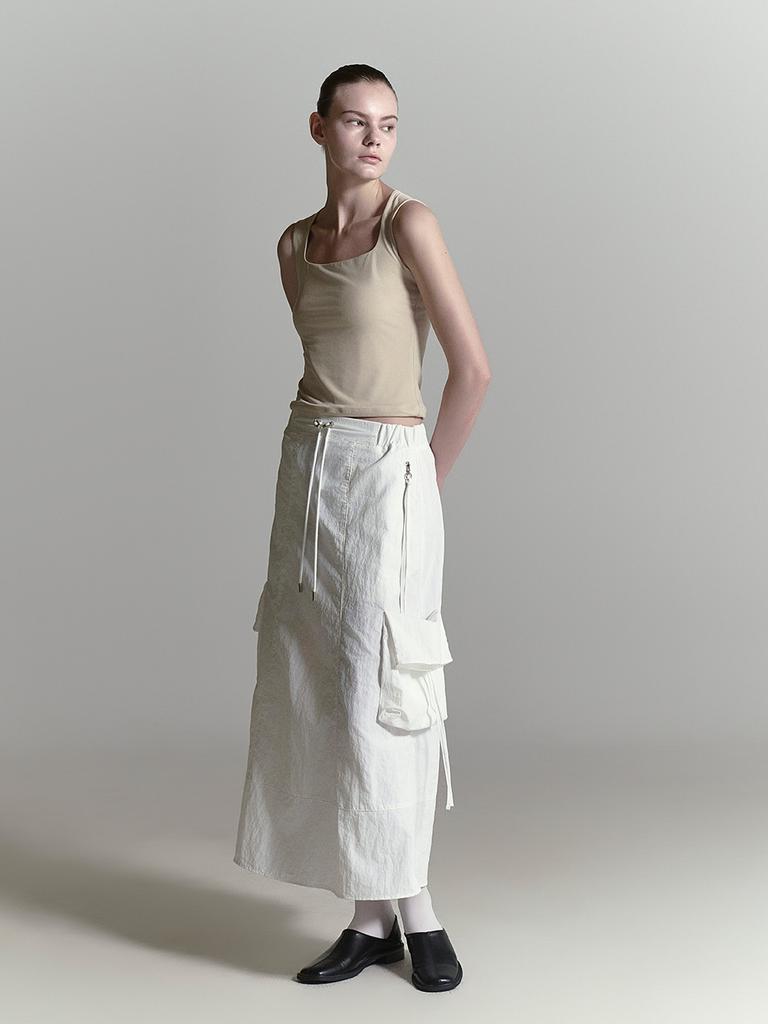 Half Devils Nylon Multi-Pocket Cargo Skirt_White