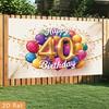 2D Happy 40th Birthday Celebration Background, Balloon & Confetti Decor
