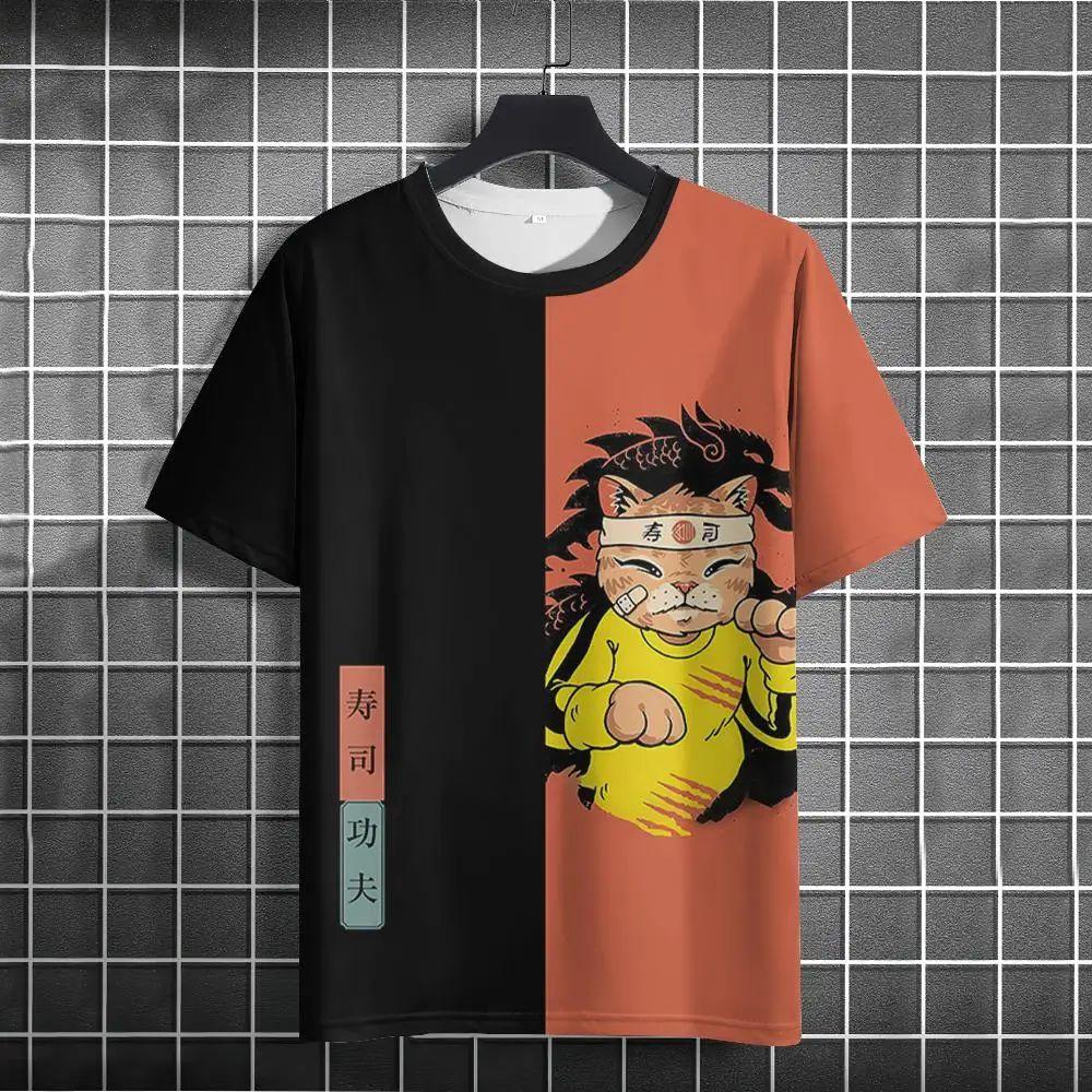 Unisex T-shirt Men Women Japanese Samurai Cat 3D Printed T-shirt Casual Fashion Funny Shirt Top T-shirt Men's Summer T-shir