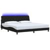 Bed Frame with LED No Mattress Black 200x200 Cm Fabric