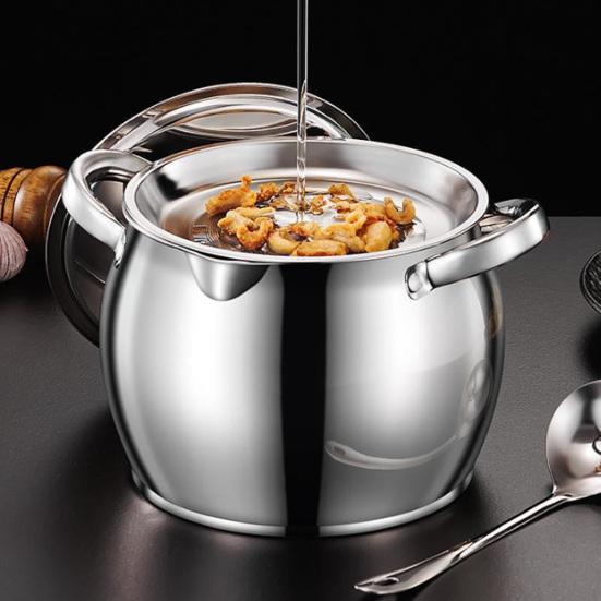 Stainless Steel Oil Pot with Double Handles And Strainer Large Capacity Oil Container