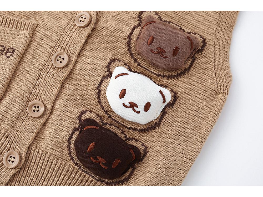 Cartoon V-neck Knit Vest: Sleeveless Cardigan for Kids, Men, and Babies - Perfect for Spring and Autumn