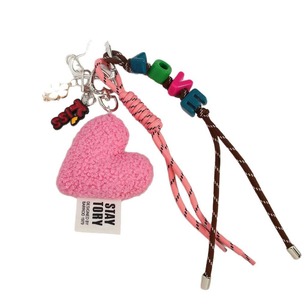 Style Plush Heart Love Bag Charm With Keychain For Fashion Accessories