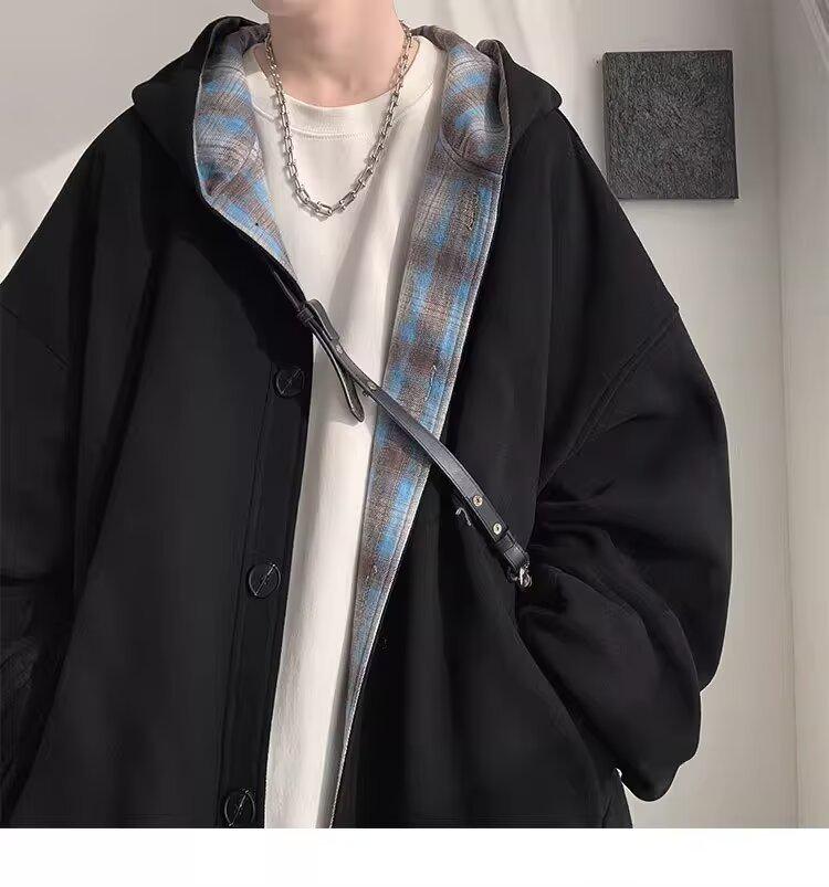 Cardigan con cappuccio retrò da uomo - Streetwear casual primavera/autunno