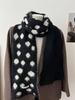 Korean Style Polka Dot Plush Knitted Scarf Soft Thick Color-Block Scarf Thermal Windproof Neck Warmer Scarves