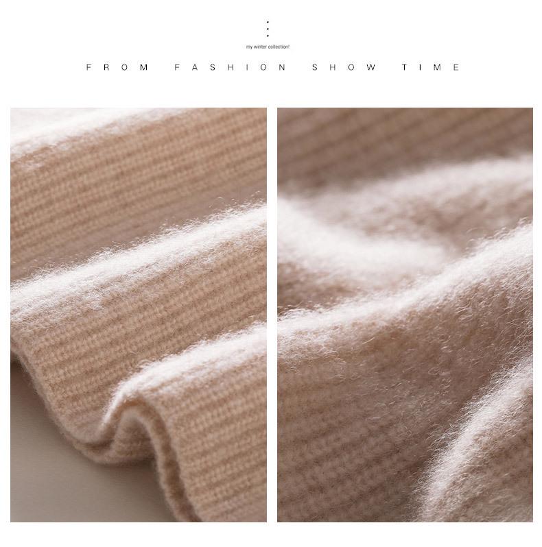 Women's 2025 Autumn/Winter V-Neck Cashmere Sweater: Solid Color, Loose Fit, Short, Long Sleeve Knit Base Layer