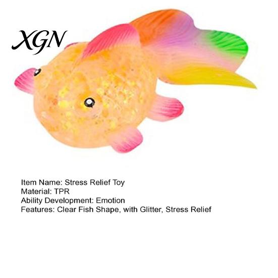 Sensory Ball Toy Clear Goldfish Squeeze Stress Relief Glitter Multicolor Tail Fish Gadget Sugar Soft Decompression Fidget Relaxation