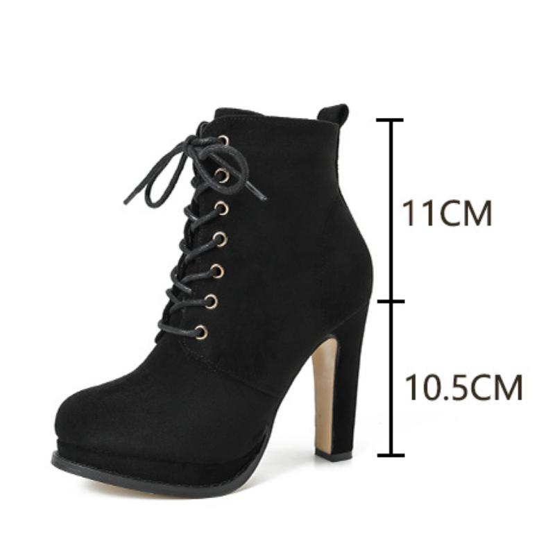 Fashion High Heel Sexy Spring Autumn British Style Lace Up Waterproof Platform Women Party Wedding Pumps Single Shoes Boots Women