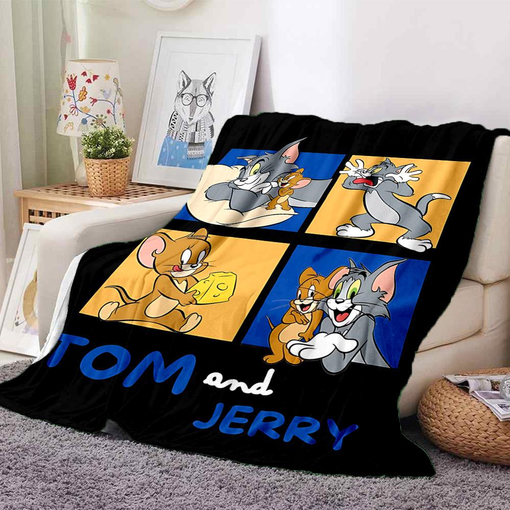 

1pc Tom Jerry Flannel Throw Blanket Lightweight Soft Warm All Season Blanket for Sofa, Bed, Travel,L1028102 130x150cm