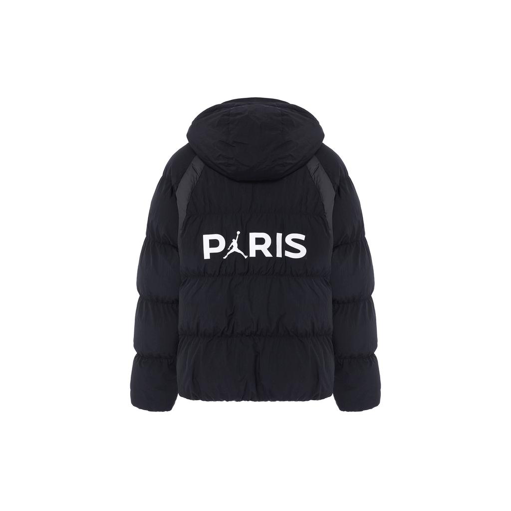 Jordan Paris Saint-Germain Logo Print Badge Hooded Cotton Jacket Men Outerwear Black DB6495-010