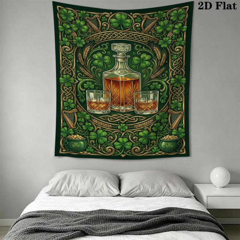 St.Patrick's Day Wall Tapestry Aesthetic Wall Hanging Printed Fabric Blanket Decorative Tapestries for Bedroom Living Room Home Decor