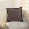 Solid Color Velvets Throw Pillow Case with Tassels Trim Bohemians Style for Living Room Decoration 18x18