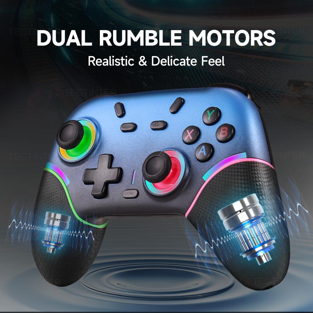 RGB Wireless BT Controller for Nintendo Switch 1/2/OLED Gamepad for Android Phone/PC Hall Effect Joystick with Turbo Function