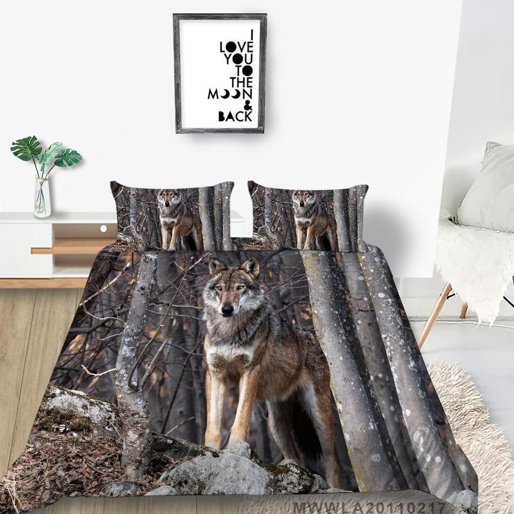 2023 New Style Duvet Cover Set Wolf Pattern Beding Cover Suitsn Polyester Quilt Cover Single Size Bed Set Teens Newly Fashion Bedding Suit