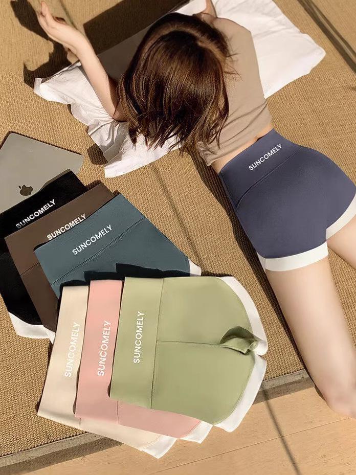 Summer Shark Skin Color Block High-Waist Yoga Pants - Women's Tummy Control Athletic Leggings