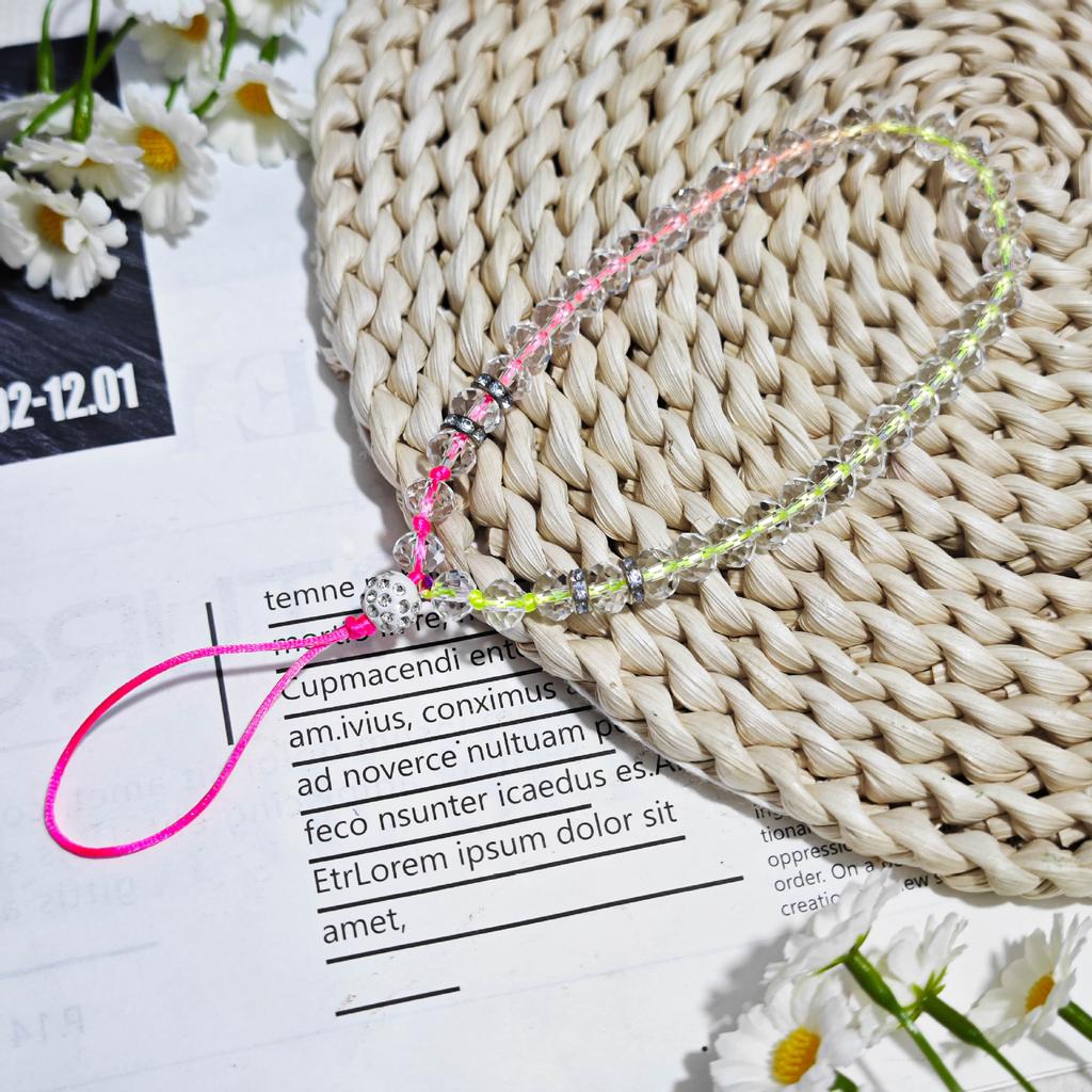 Teardrop beaded crystal mobile phone lanyard pendant case keychain pendant earphone accessories chain light luxury knotted new model