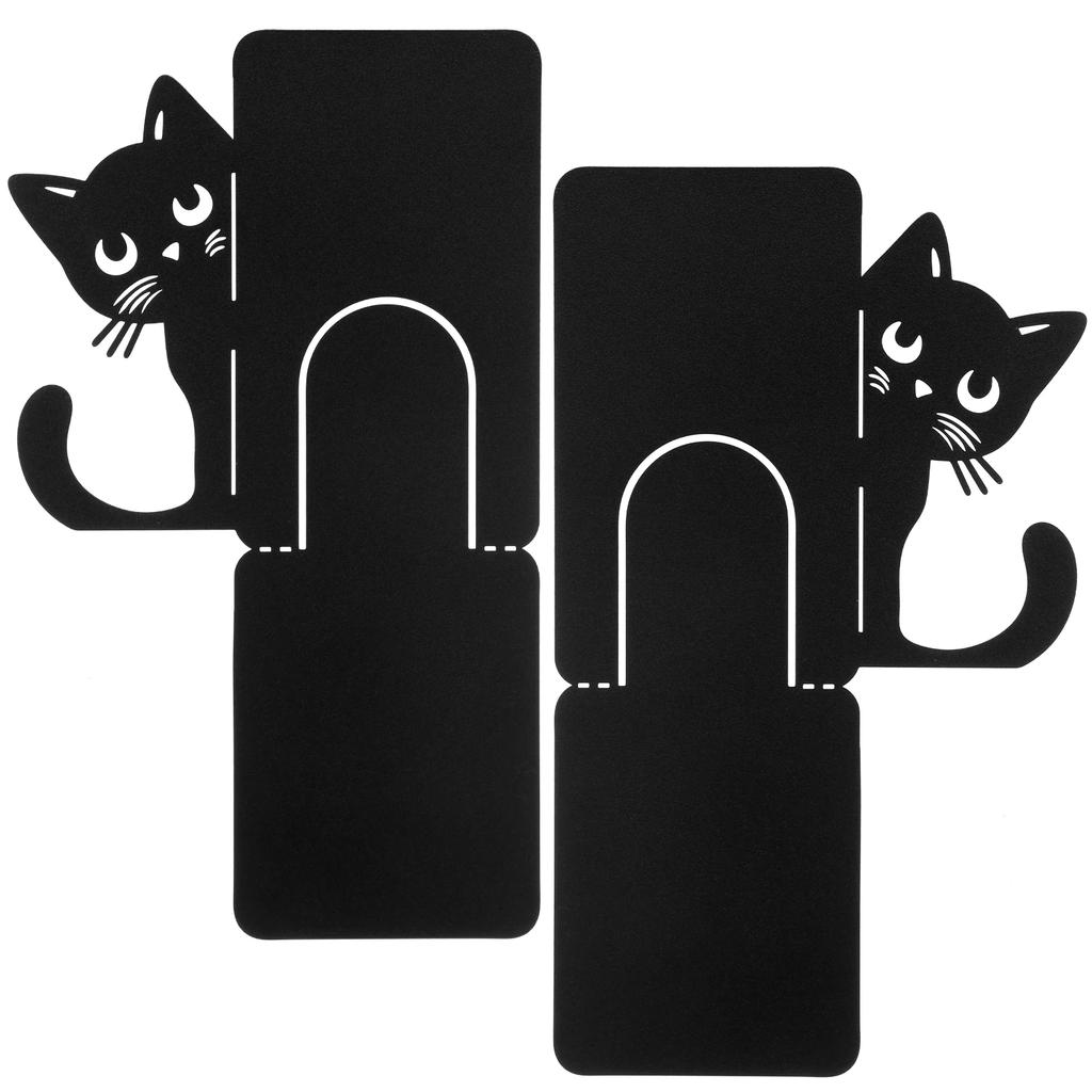 1 Pairs Peeping Cat Metal Bookend Cute Cat Decorative Desktop Book Stopper for Home Office Study Room Bookshelf Cat Lover Gifts