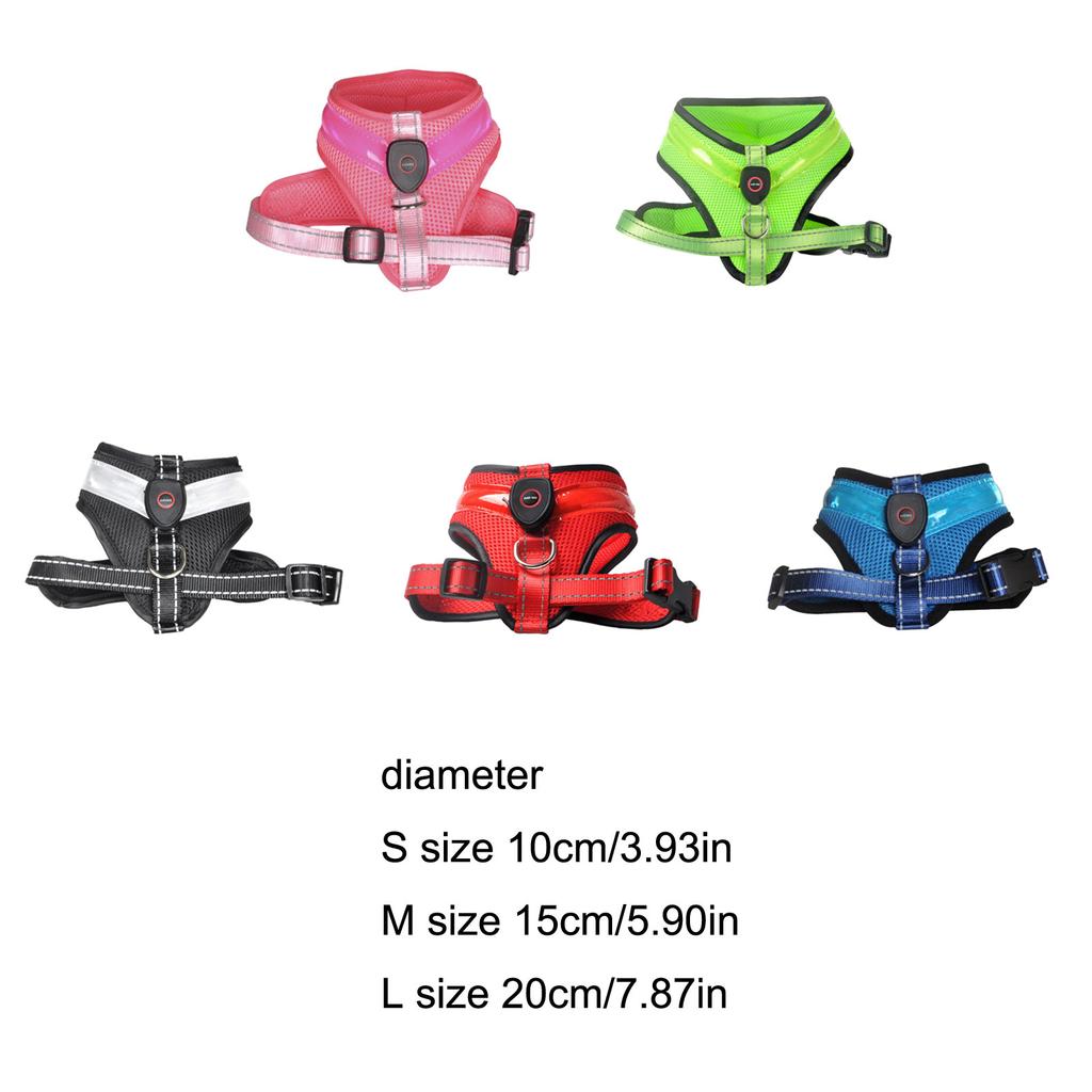 Fashion Dogs Harness Leash Adjustable Length Pet Chest Back LED Dog Vest with Sturdy Buckle for Pet Outdoor Walking