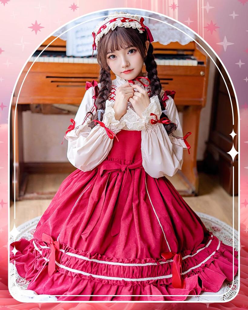 JIURUN Langarm Lolita Gothic Mori Plus Pullover Schleife Langes Kleid, Lolita, Cosplay, Anime, Mädchen, Lolita, Größe, Kleid, Cross-Dressing, Cosplay,