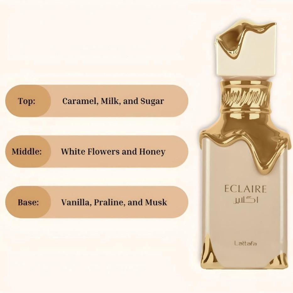 Lattafa Eclaire Parfém pro ženy, Vůně zmrzliny, Dlouhotrvající Eau de Parfum, Elegantní a okouzlující