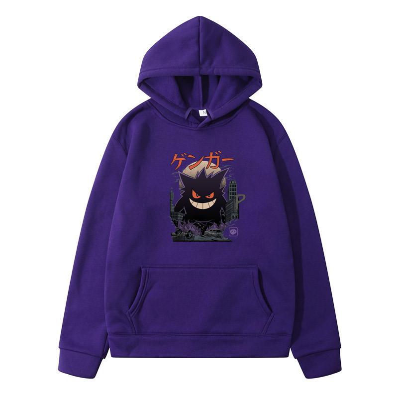 Loose Hooded Sweater Gengar Kaiju Fleece Pullover Sweatshirt Men'S Fast Sale