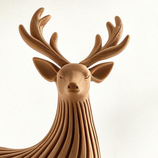 Unique Christmas Gift for Friends 3D Printed Reindeer Figurine, Nordic Style Striped Deer Sculpture Standing Ornament Shelf Home Desktop Ornament,