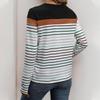 Stripe Summer Long Sleeve Women O Neck Casual Comfortable Fashion Tshirt Top