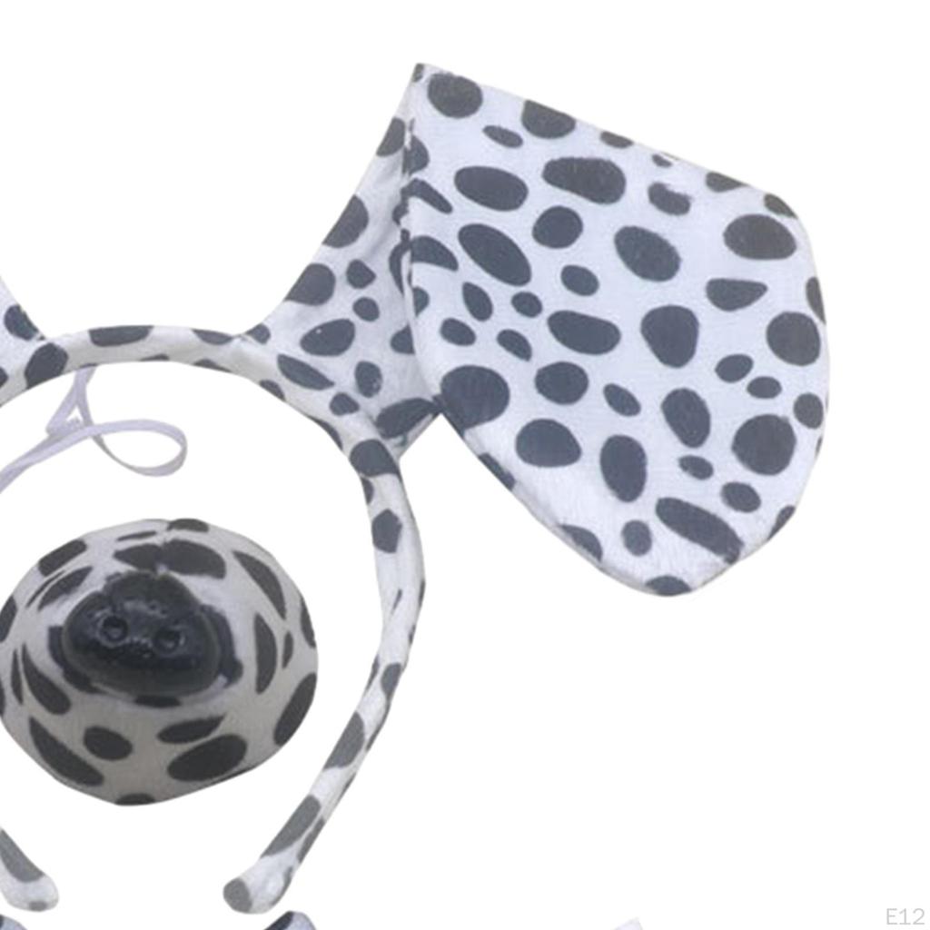 Dog Ears Headband And Long Tail Animal Bow Tie Nose Gifts Costume Accessories Set