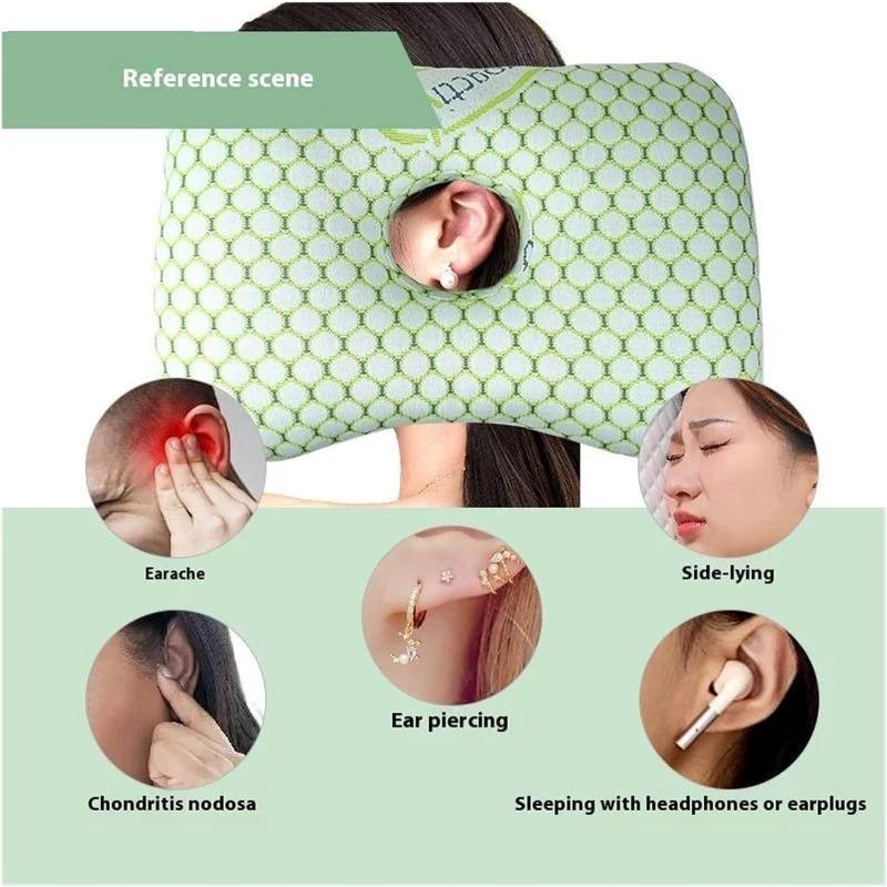Side Sleeper Pillow with Ear Hole Design Relief Cavity to Prevent Ear Pain Inflammation Pressure Sores