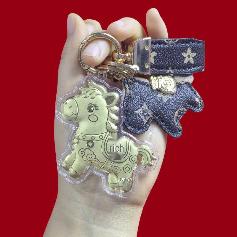 999 Reingold Jahr des Pferdes Handtaschenanhänger Schlüsselanhänger - Glücksgeschenk für Kunden
