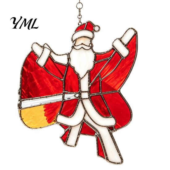 Christmas Tree Decor Snowman/Santa Claus/Deer Suncatcher, Stained Glass Style Pendant with Hanging Acrylic Chain, 2D Flat Ornament for Garden
