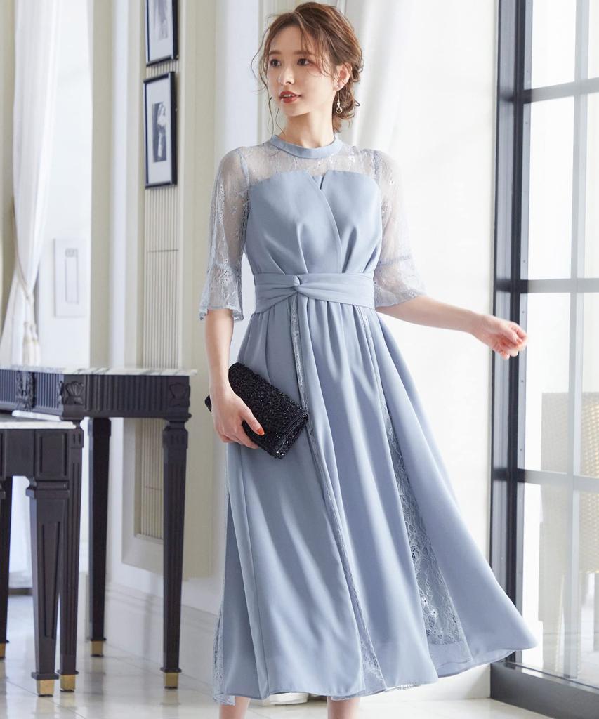 Short Size L [niana] Wedding/Party Dress, Plus/Petite Sizes, Height, Blue/Gray Bustier,