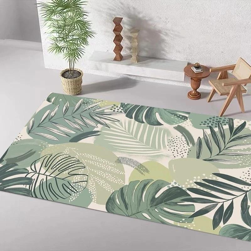 Green Leaf Pattern Tropical Carpet Entrance Bathroom Floor Mats Nordic Kitchen Rugs Anti-slip Mat for Bathroom Door Mats Decor