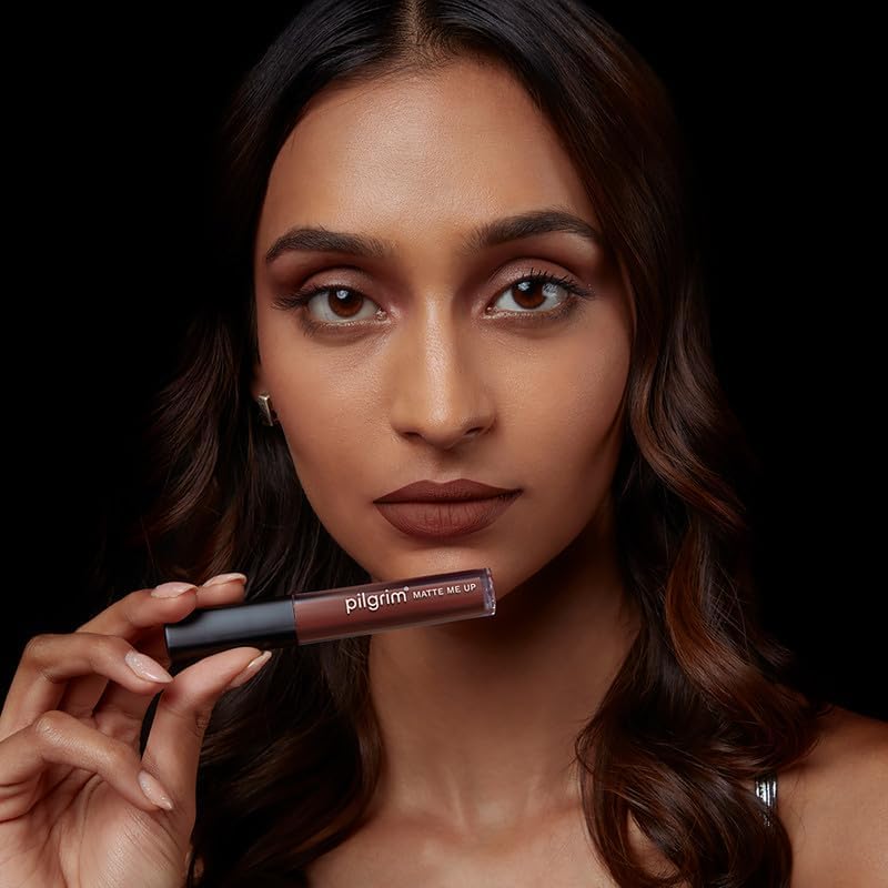 Pilgrim Liquid Matte Lippenstift Bossy Brown 3g Packung 1 | Langanhaltende, Feuchtigkeitsspendende, Transferfeste Lippenfarbe für Damen
