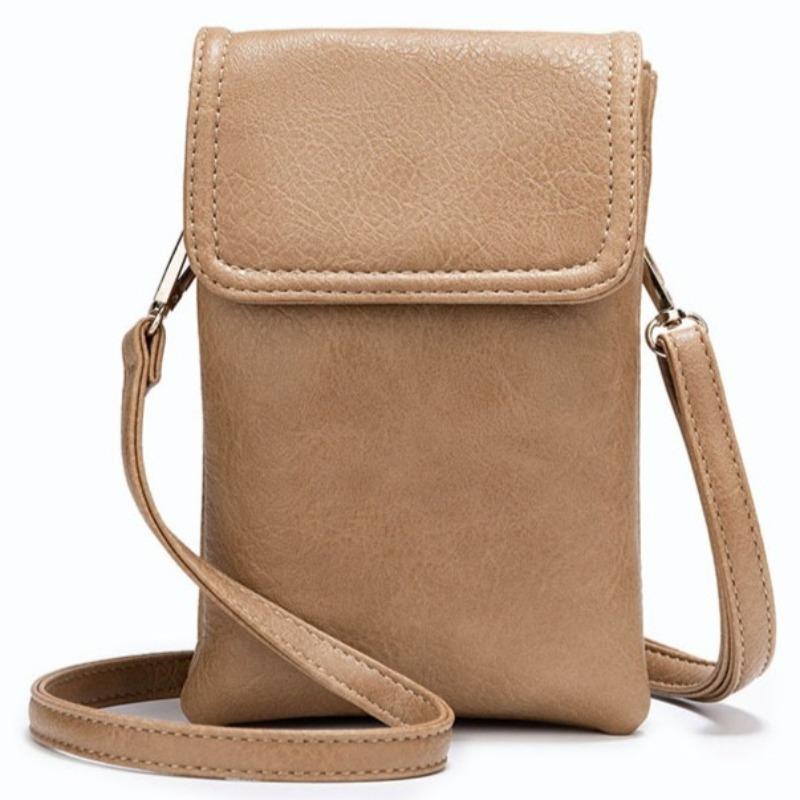 Bolso Bandolera Grande de Moda para Mujer Bolsos Cartera para Teléfono Móvil de Cuero PU Bolso Mensajero con Solapa Lisa Bolso de Hombro Pequeño Femenino para Mujer
