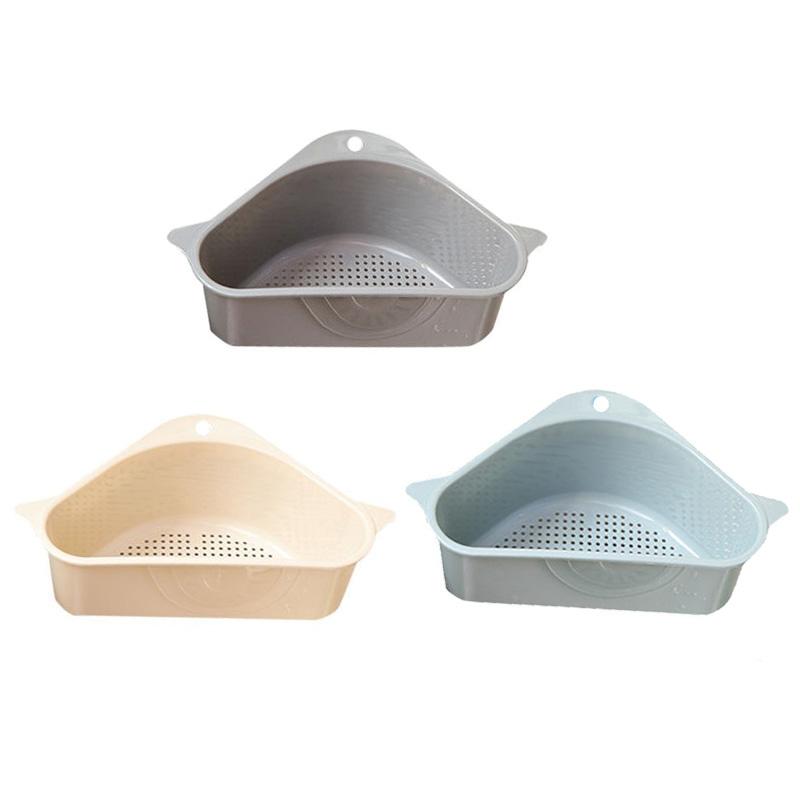 1 Pcs Triangle Sink Drain Basket Suction Cup Hanging Kitchen Sink Vegetable Leaf Peel Garbage Bin Sponge Cloth Storage Basket