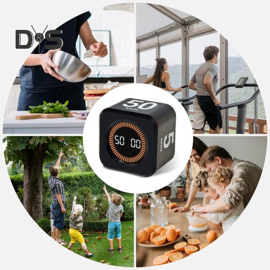 Digitaler Würfel-Pomodoro-Timer, visuelles Lernen, Fitness-Countdown, Produktivitäts-Timer mit Auto-Flip-Technologie, leiser Betrieb, Vibration und einstellbarer Ton