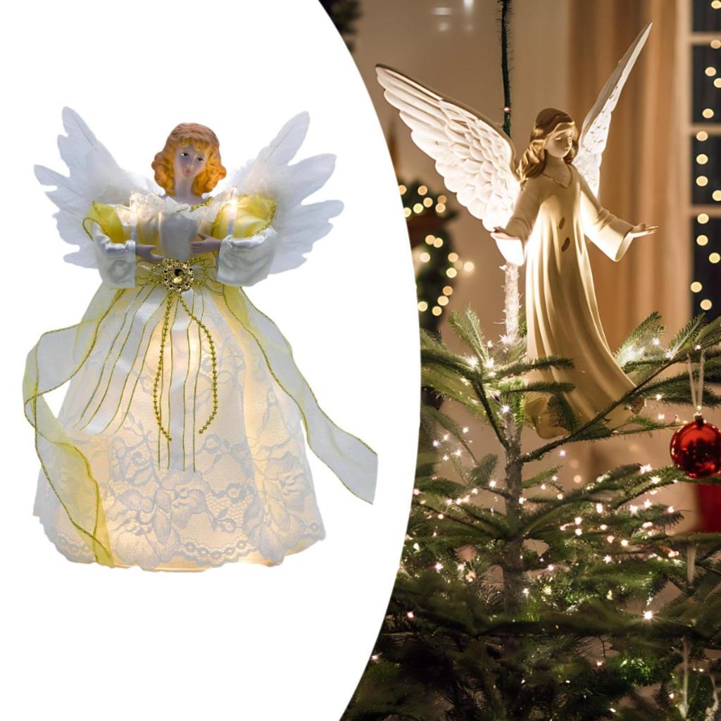 Anioł Czub Choinki Figurka Ozdoba na Choinkę Klasyczna Wielokrotnego Użytku LED Top Świąteczny do Wnętrz Biuro