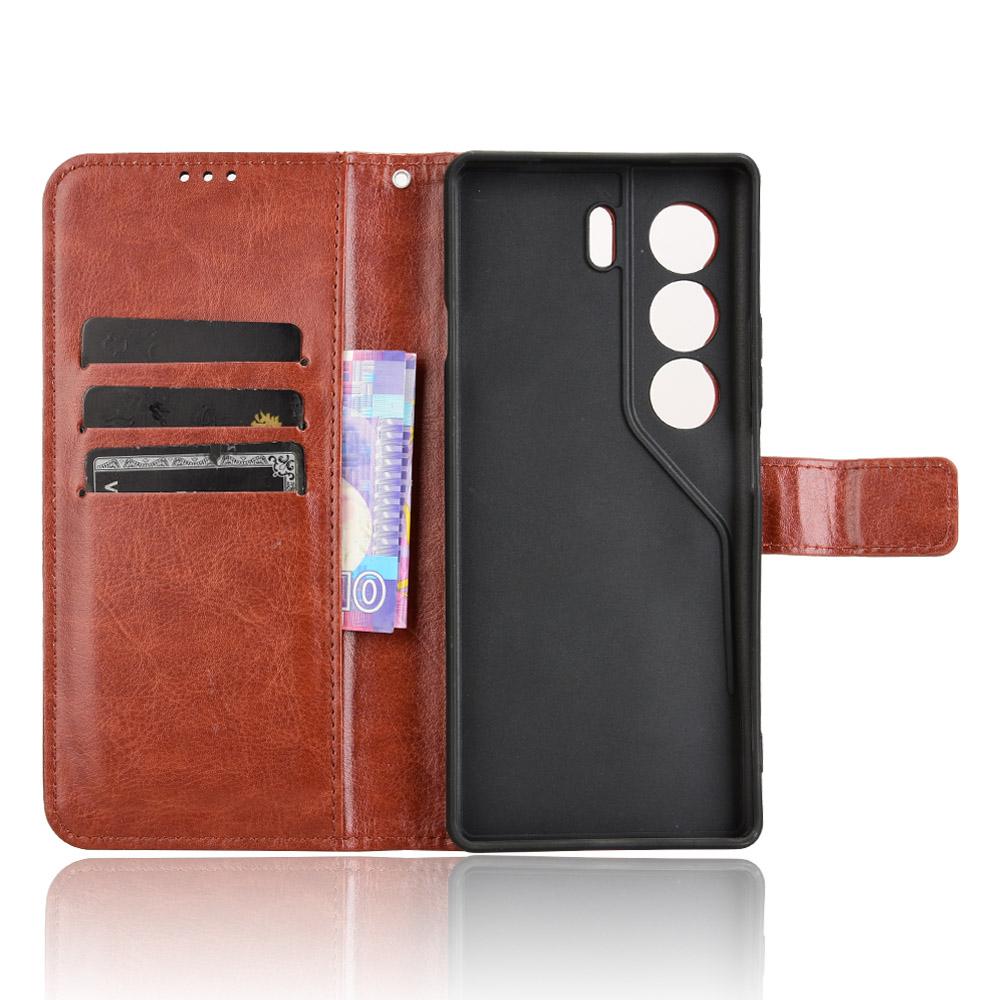 Für TECNO Camon 40 4G CM5 Hülle Crazy Horse Textur PU Leder Handy Brieftaschenhülle