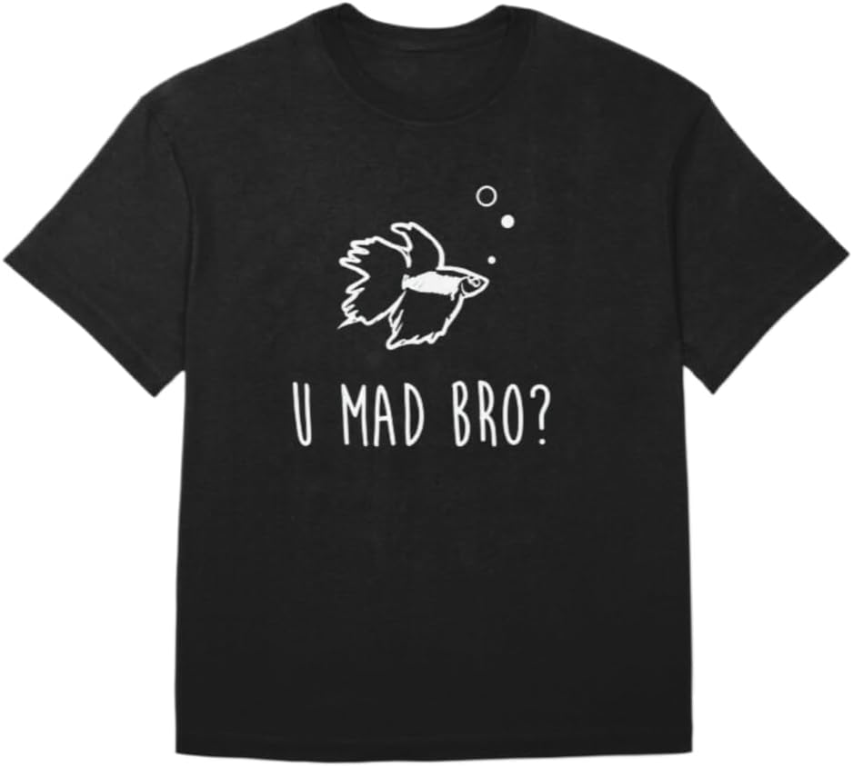 

Funny Betta Fish U Mad Bro Minimalist Cartoon Graphic T-Shirt Unisex 100% Cotton Crew Neck Short Sleeve Casual Tee 5XL різнокольоровий