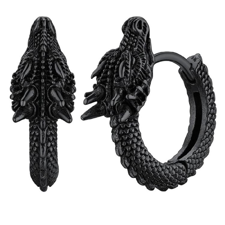 Dragon Hoop Earrings Punk Hip Hop Stainless Steel Ear Rings Unisex Daily Wear Ear Jewelry Handmade Edgy Accessory