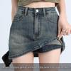 Women's High-Waist Stretch Retro Denim A-line Mini Skirt - Anti-Exposure, Hip-Hugging, Perfect for Spring/Summer Fashion